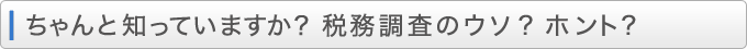 ちゃんと知っていますか？税務調査のウソ・ホント
